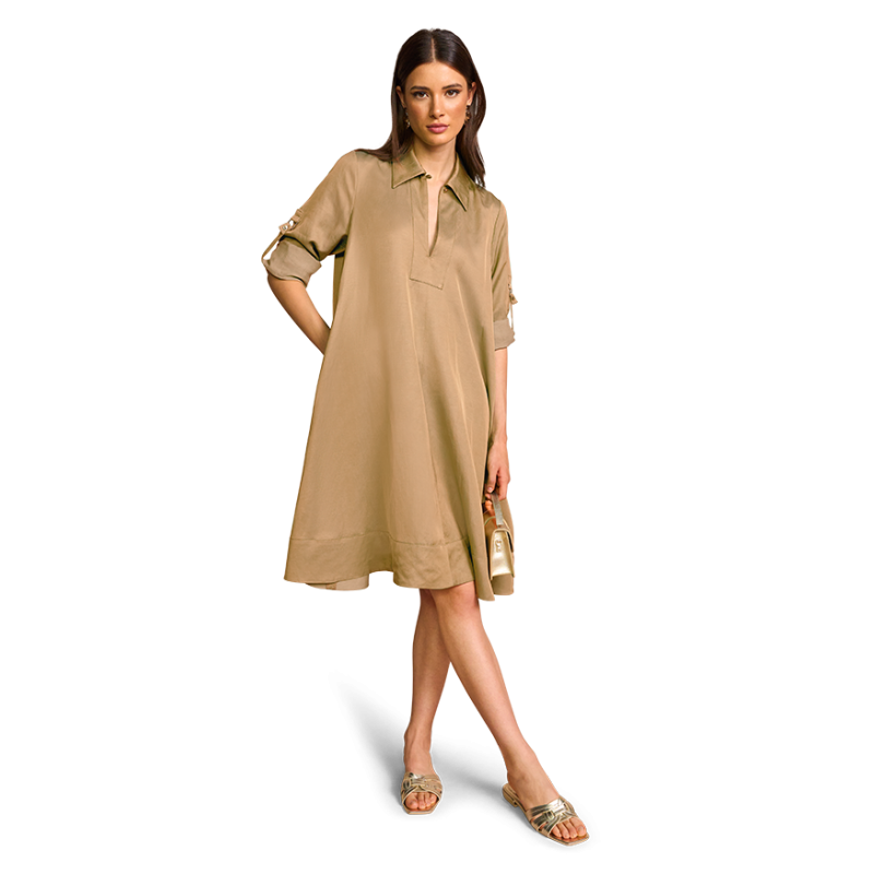 Riani - SATIN BLOUSE DRESS - oversized fit - Camel/beige