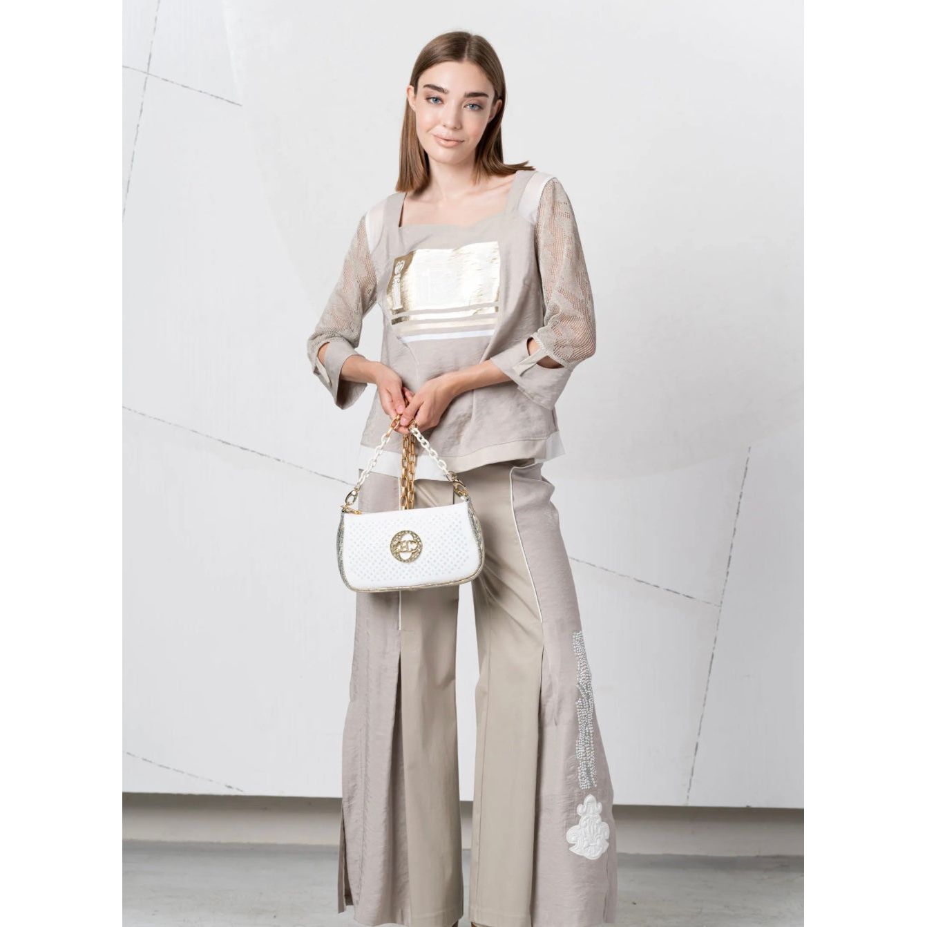 Elisa Cavaletti - shirt- wit/beige