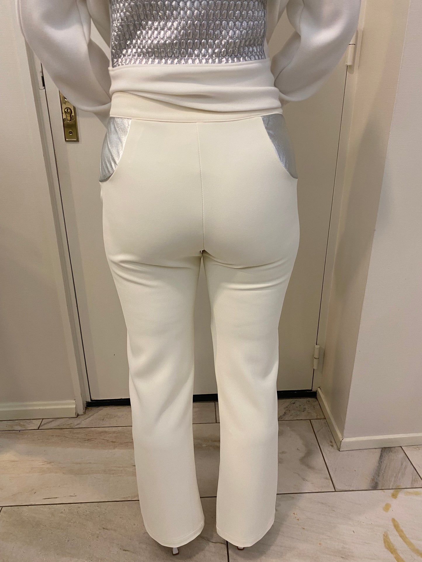 Elisa Cavaletti - broek - wit met zilver