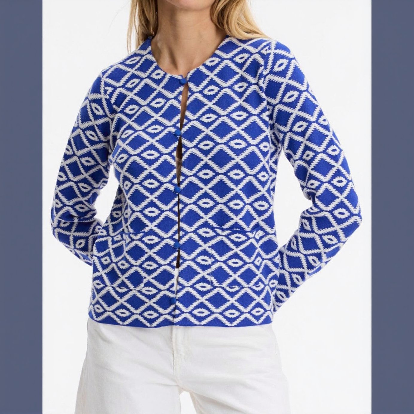 Blauw vest met kleine knopen | Leo & Ugo