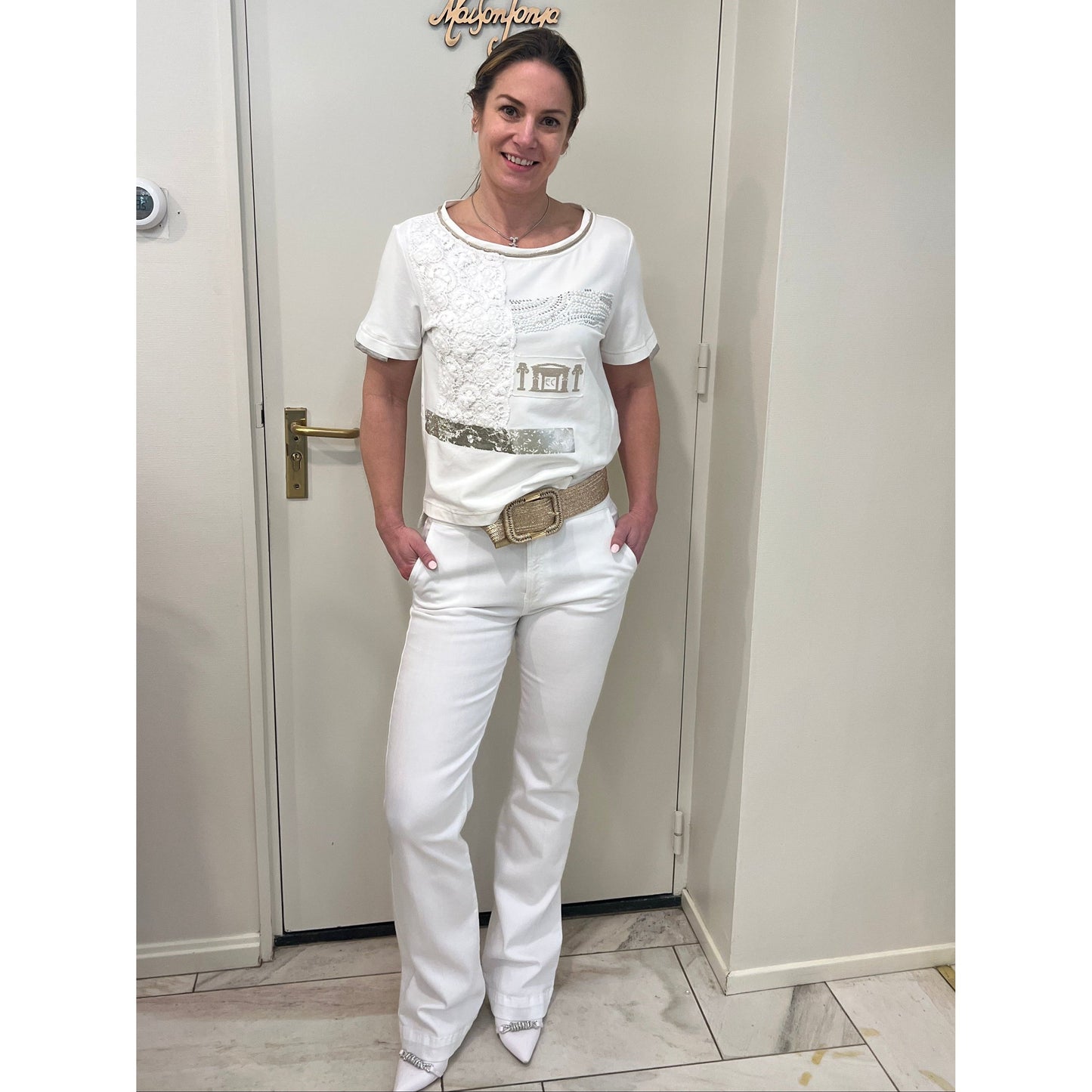 Elisa Cavaletti - shirt - wit- beige