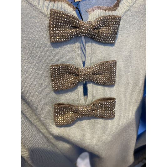 Leo & Ugo | Trui | Licht blauw met grijs en glitter details