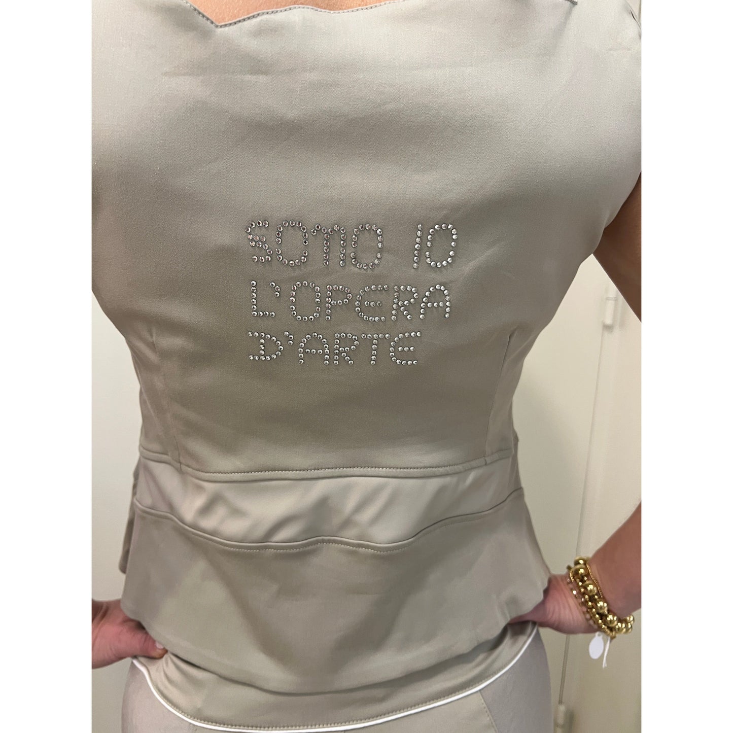 Elisa Cavaletti - jacket en top set - Wit - Beige