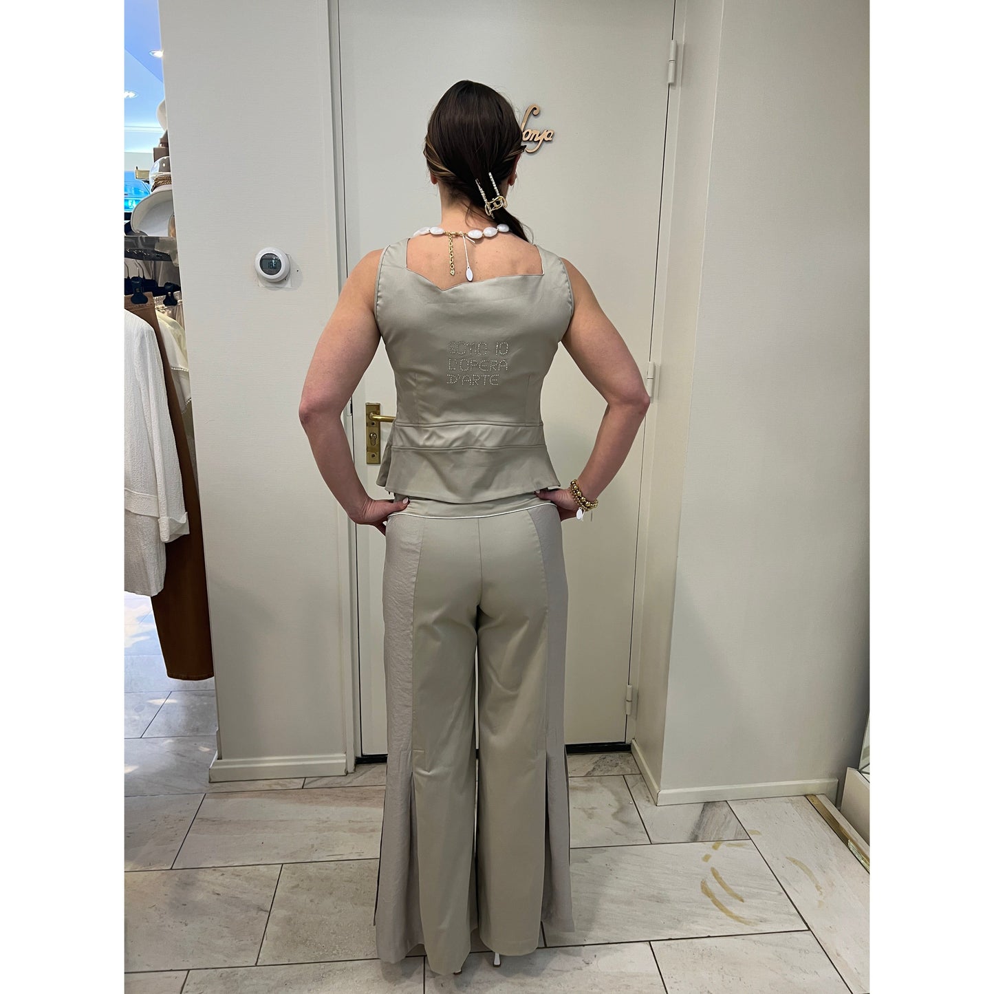 Elisa Cavaletti - jacket en top set - Wit - Beige