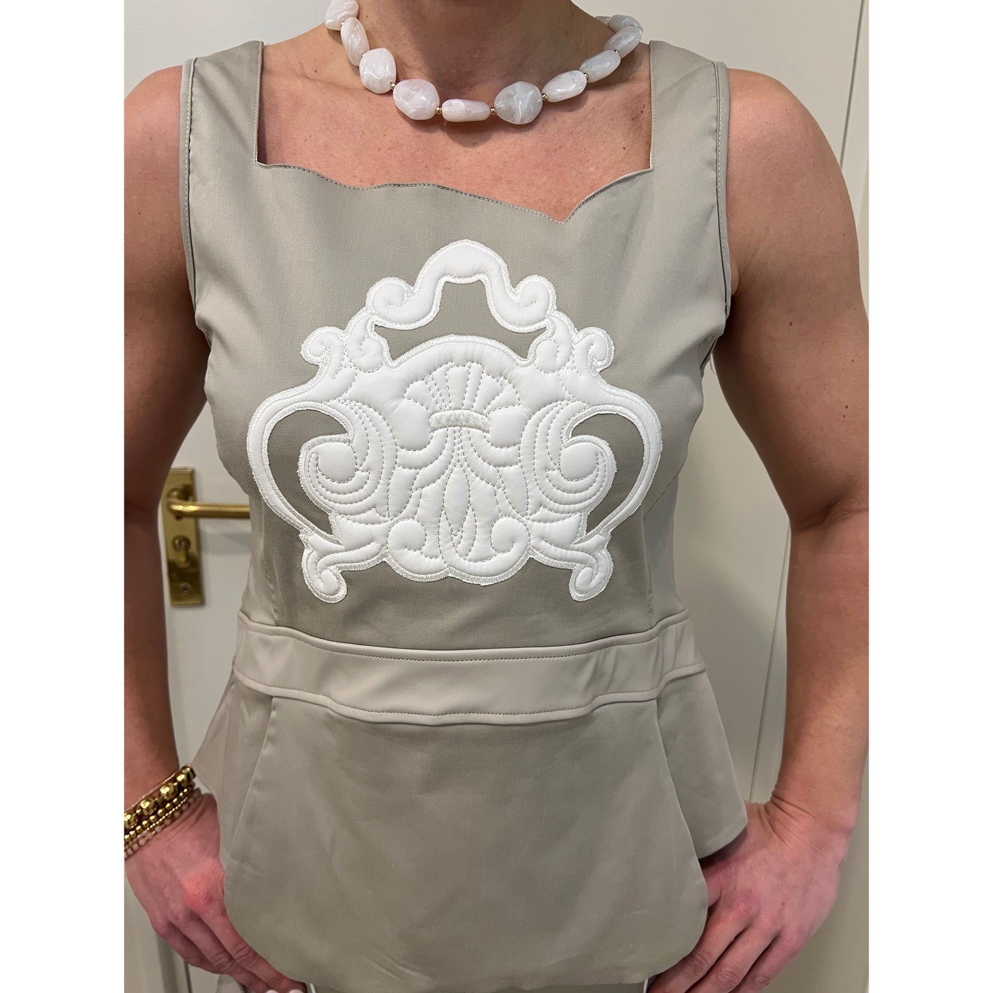 Elisa Cavaletti - jacket en top set - Wit - Beige