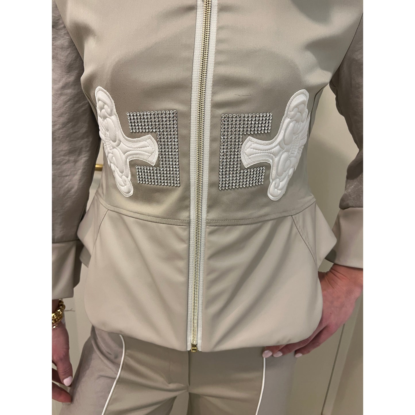 Elisa Cavaletti - jacket en top set - Wit - Beige