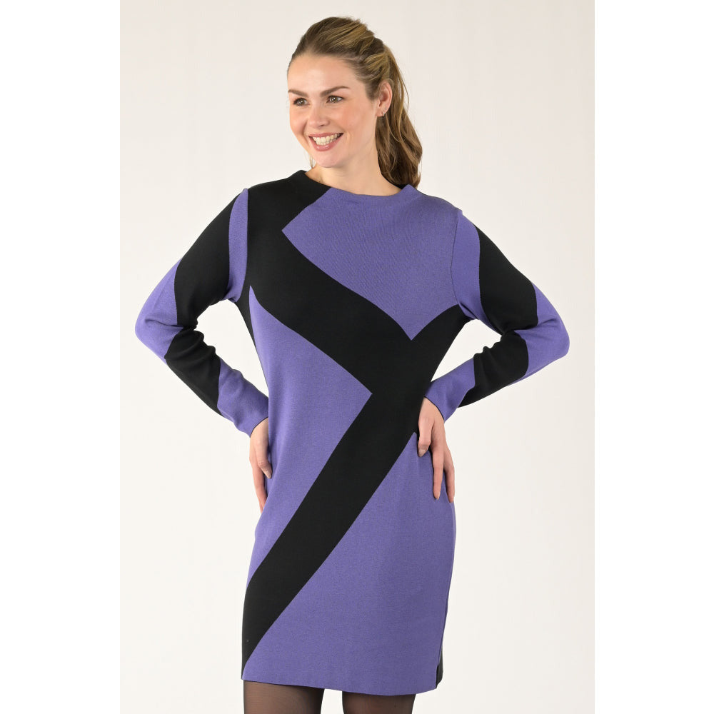 Faber Woman - Jurk - Paars - Zwart - BY NICOLE