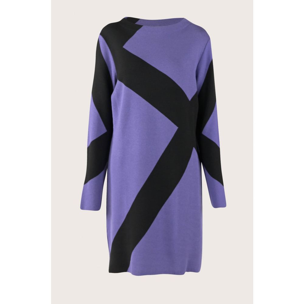 Faber Woman - Jurk - Paars - Zwart - BY NICOLE