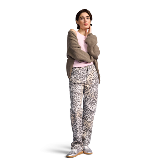STRAIGHT FIT TROUSERS WITH LEO PRINT - RIANI