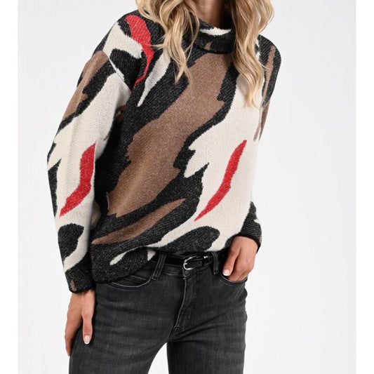 Faber - trui - bruin zwart rood wit