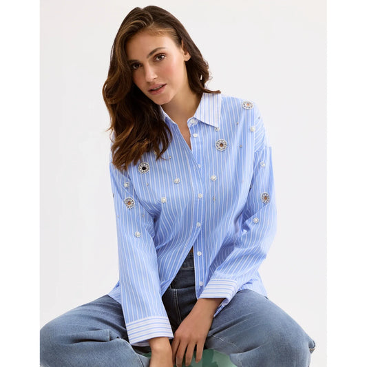 Blauw gestreepte blouse  | Leo & Ugo