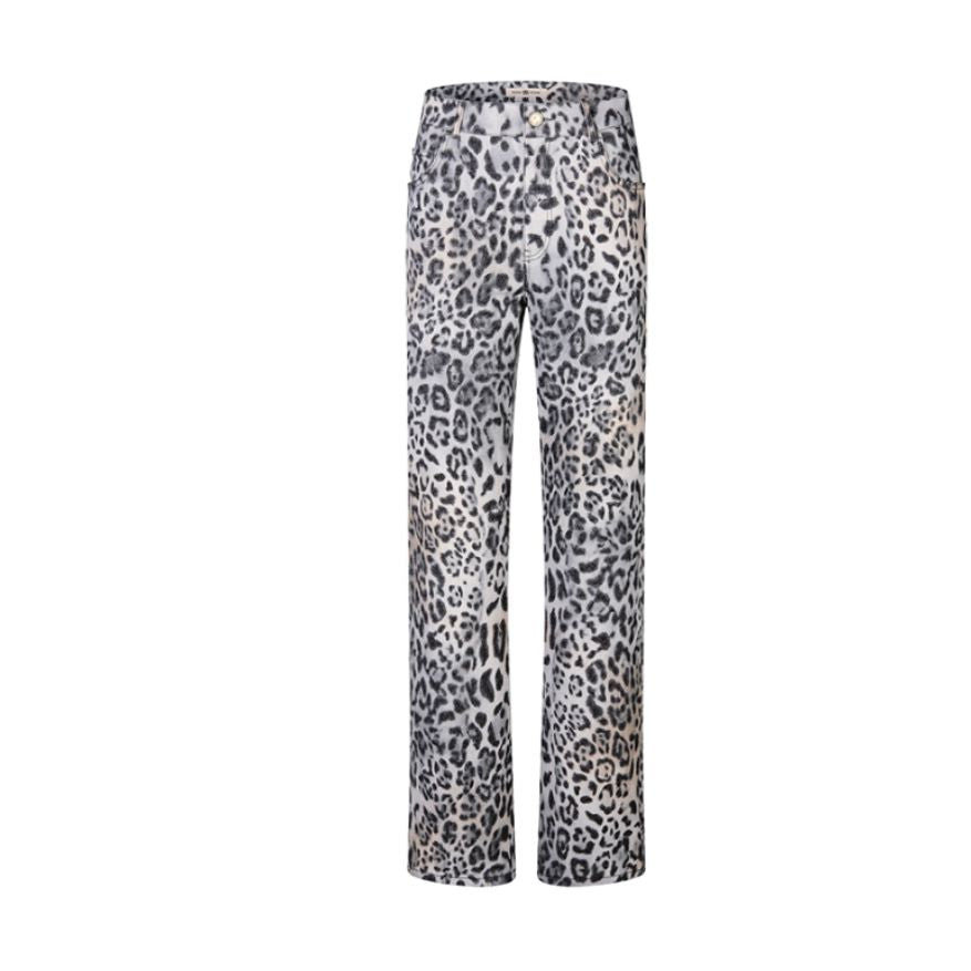 Straight fit trousers with leo print | Riani