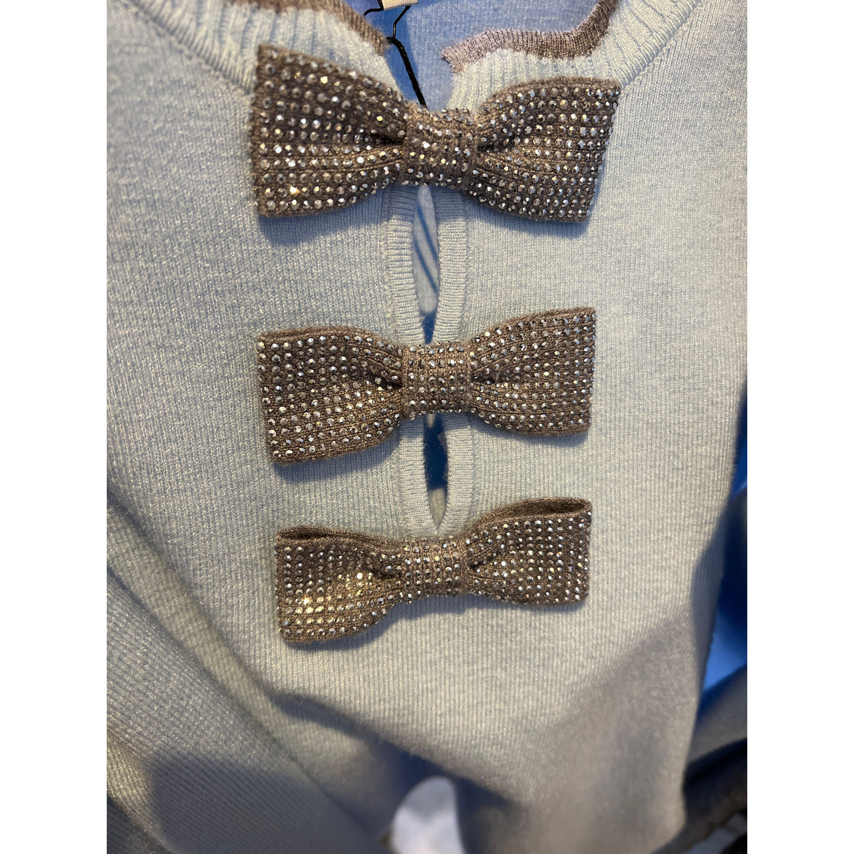 Leo & Ugo | Trui | Licht blauw met grijs en glitter details