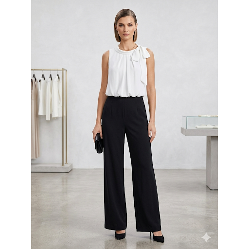 Jumpsuite | blauw met wit  | Joseph Ribkoff