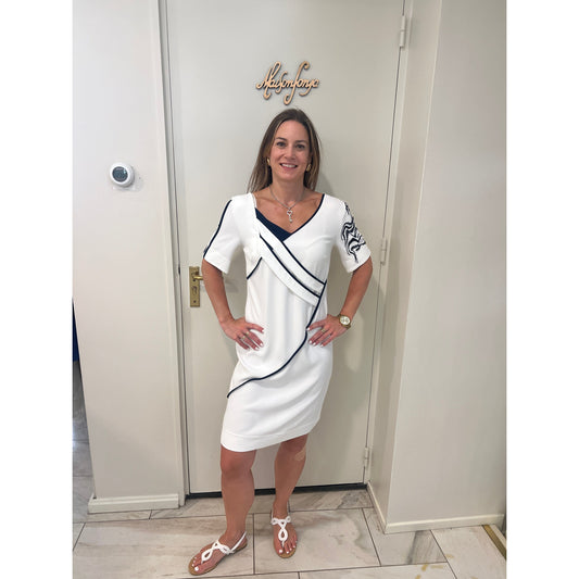 Elisa Cavaletti- jurk - wit - blauw