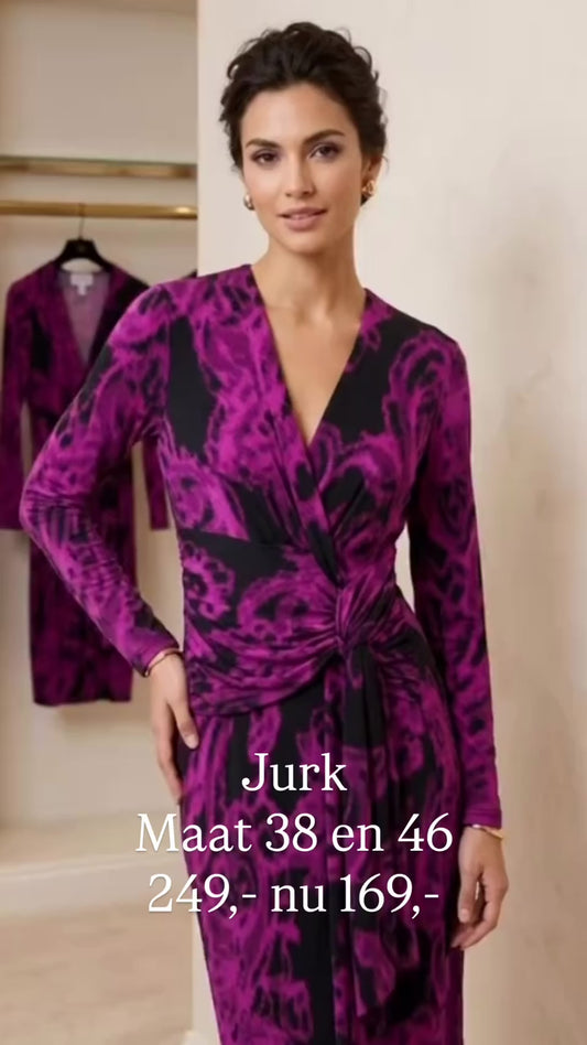 Jurk | roze met zwart | Joseph Ribkoff